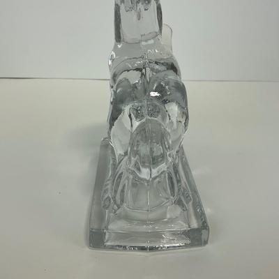 -304- FOSTORIA | Clear Glass Rearing Horse Bookend Figure