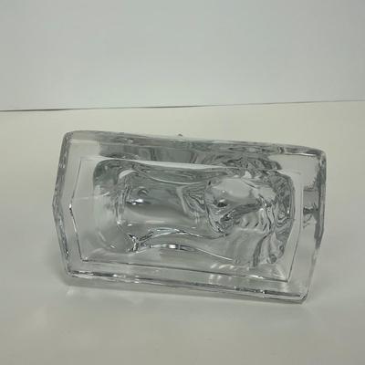 -304- FOSTORIA | Clear Glass Rearing Horse Bookend Figure