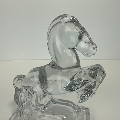 -304- FOSTORIA | Clear Glass Rearing Horse Bookend Figure