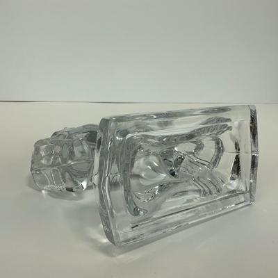 -304- FOSTORIA | Clear Glass Rearing Horse Bookend Figure