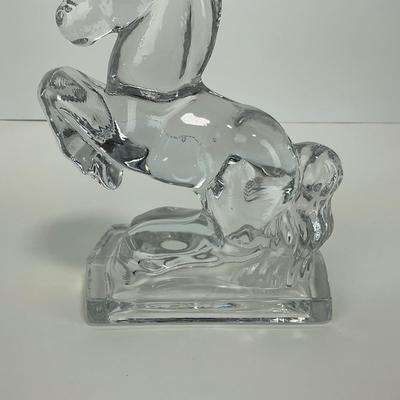 -304- FOSTORIA | Clear Glass Rearing Horse Bookend Figure