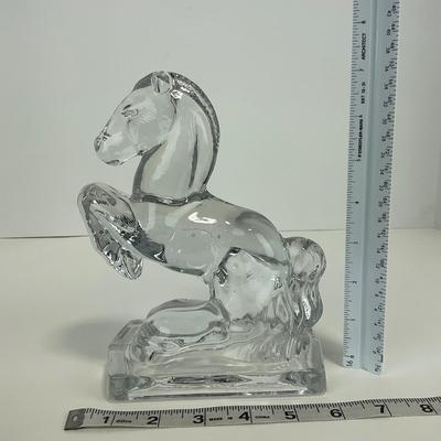 -304- FOSTORIA | Clear Glass Rearing Horse Bookend Figure