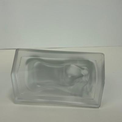 -305- FOSTORIA | Frosted Clear Glass Rearing Horse Bookend Figure