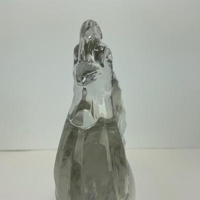 -307- PADEN CITY | Clear Glass Chanticleer Rooster Bookend Figure