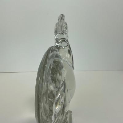 -307- PADEN CITY | Clear Glass Chanticleer Rooster Bookend Figure