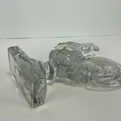 -307- PADEN CITY | Clear Glass Chanticleer Rooster Bookend Figure