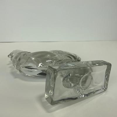 -307- PADEN CITY | Clear Glass Chanticleer Rooster Bookend Figure