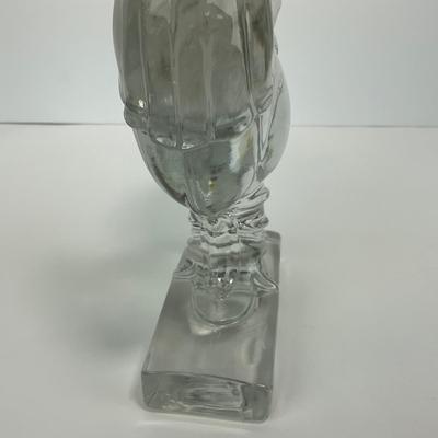 -307- PADEN CITY | Clear Glass Chanticleer Rooster Bookend Figure