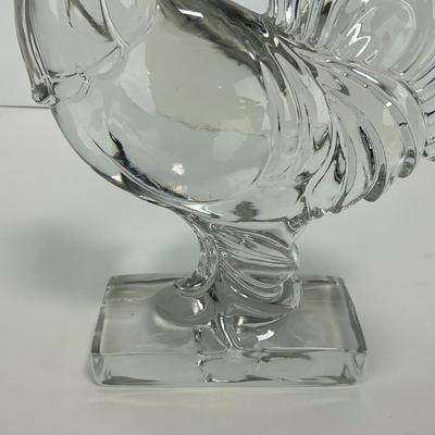 -307- PADEN CITY | Clear Glass Chanticleer Rooster Bookend Figure