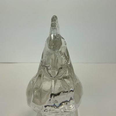 -311- ART DECO | K. R. Haley Clear Glass Rooster Bookend Figure