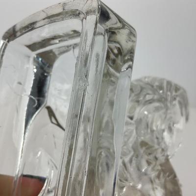 -311- ART DECO | K. R. Haley Clear Glass Rooster Bookend Figure