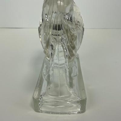 -311- ART DECO | K. R. Haley Clear Glass Rooster Bookend Figure
