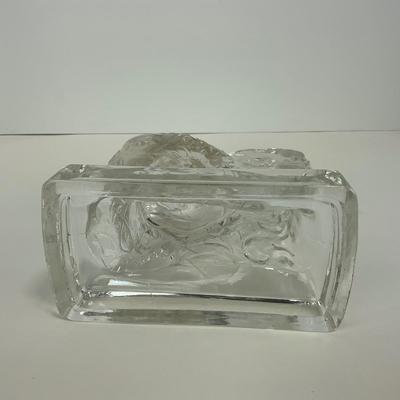 -311- ART DECO | K. R. Haley Clear Glass Rooster Bookend Figure