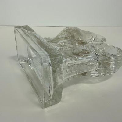 -311- ART DECO | K. R. Haley Clear Glass Rooster Bookend Figure