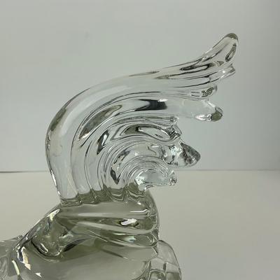 -313- PADEN CITY | Clear Glass Fighting Rooster Bookend Figure
