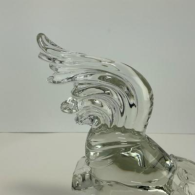 -313- PADEN CITY | Clear Glass Fighting Rooster Bookend Figure