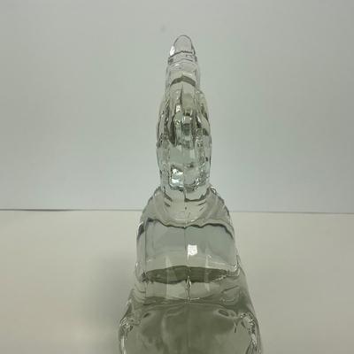 -313- PADEN CITY | Clear Glass Fighting Rooster Bookend Figure