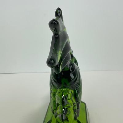 -314- LE SMITH | Green Glass Rooster Figure
