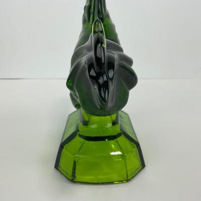 -314- LE SMITH | Green Glass Rooster Figure