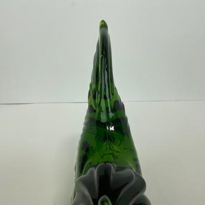 -314- LE SMITH | Green Glass Rooster Figure