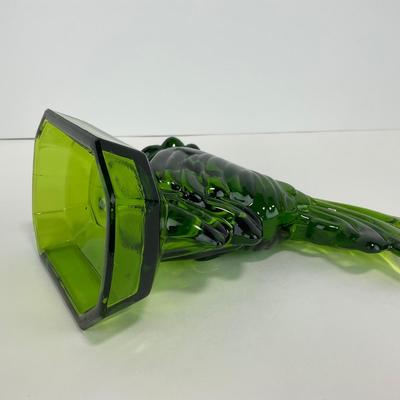 -314- LE SMITH | Green Glass Rooster Figure