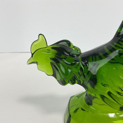 -314- LE SMITH | Green Glass Rooster Figure