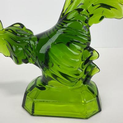 -314- LE SMITH | Green Glass Rooster Figure