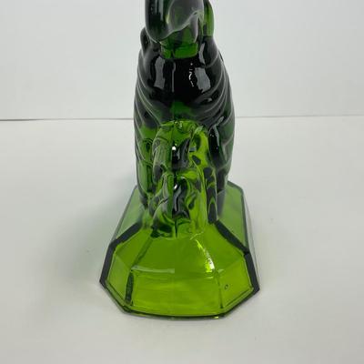 -314- LE SMITH | Green Glass Rooster Figure