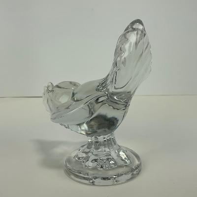 -316- VIKING | Clear Glass Rooster Paperweight Figure
