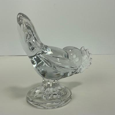 -316- VIKING | Clear Glass Rooster Paperweight Figure