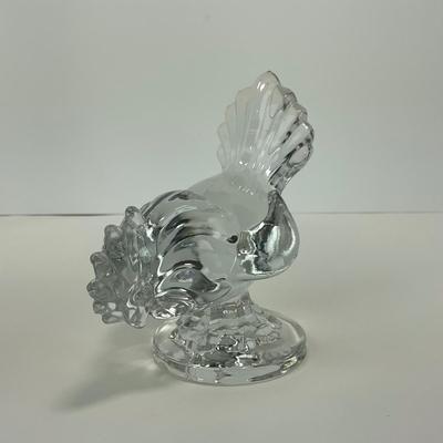 -316- VIKING | Clear Glass Rooster Paperweight Figure