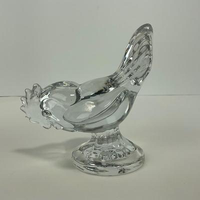 -316- VIKING | Clear Glass Rooster Paperweight Figure