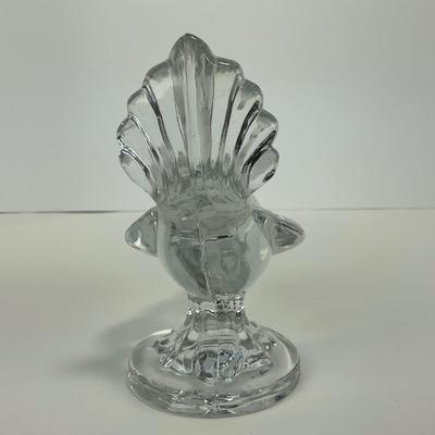 -316- VIKING | Clear Glass Rooster Paperweight Figure
