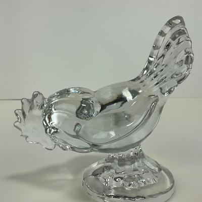 -316- VIKING | Clear Glass Rooster Paperweight Figure