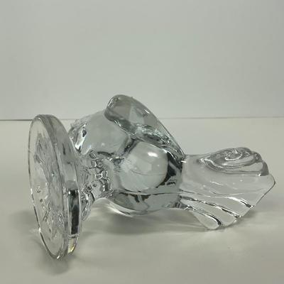 -316- VIKING | Clear Glass Rooster Paperweight Figure