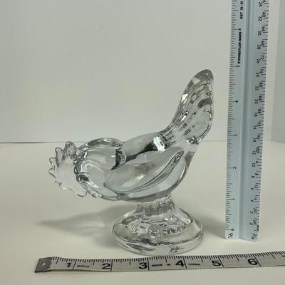 -316- VIKING | Clear Glass Rooster Paperweight Figure