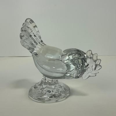 -316- VIKING | Clear Glass Rooster Paperweight Figure