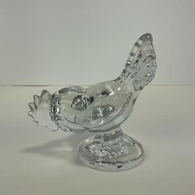 -316- VIKING | Clear Glass Rooster Paperweight Figure