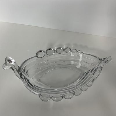 -317- DUNCAN MILLER | Crystal Viking Ship Serving Bowl