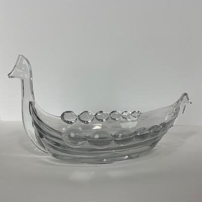 -317- DUNCAN MILLER | Crystal Viking Ship Serving Bowl