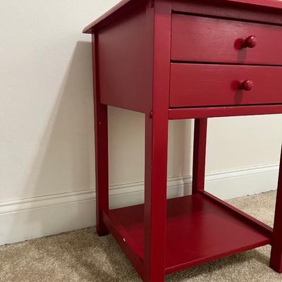 Red Wooden Side Table