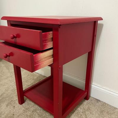 Red Wooden Side Table