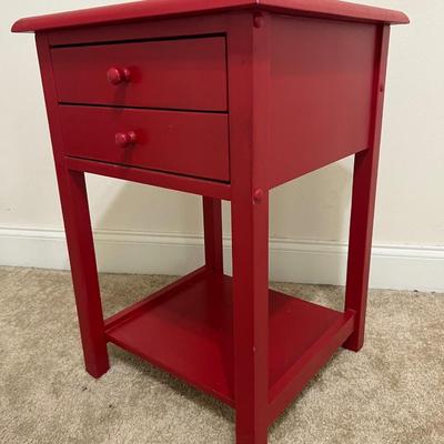 Red Wooden Side Table