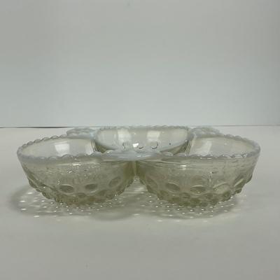-322- GLASSWARE | Anchor Hocking Opalescent Divided Three Dish