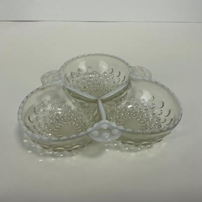 -322- GLASSWARE | Anchor Hocking Opalescent Divided Three Dish