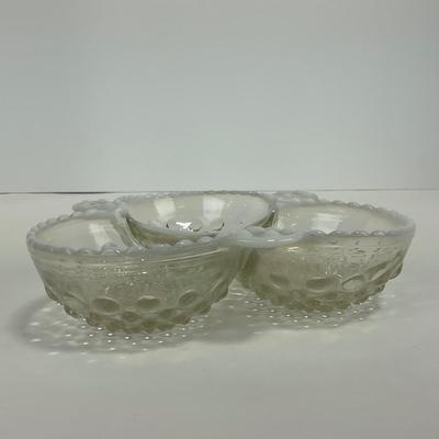 -322- GLASSWARE | Anchor Hocking Opalescent Divided Three Dish