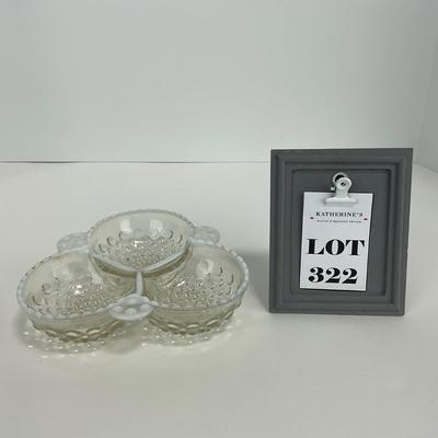 -322- GLASSWARE | Anchor Hocking Opalescent Divided Three Dish