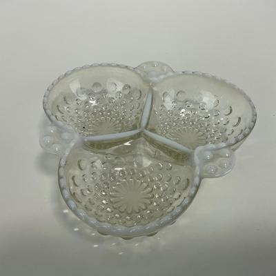 -322- GLASSWARE | Anchor Hocking Opalescent Divided Three Dish