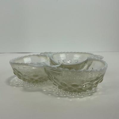 -322- GLASSWARE | Anchor Hocking Opalescent Divided Three Dish