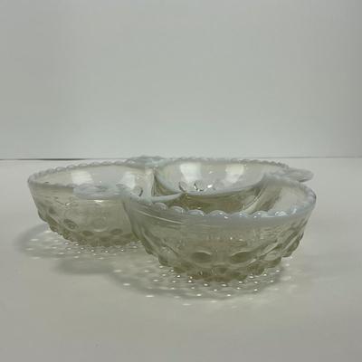 -322- GLASSWARE | Anchor Hocking Opalescent Divided Three Dish